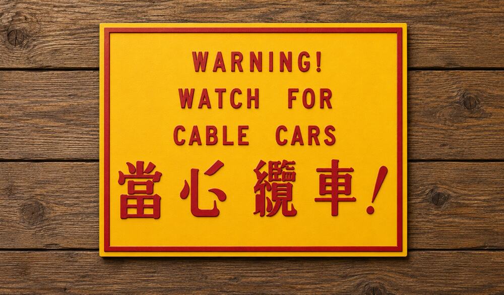San Francisco California Warning Watch For Cable Car Sign Railway Train Trolly
